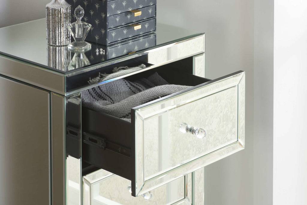 Shop Valencia 5 Drawer Narrow Chest with crystal handles free UK delivery
