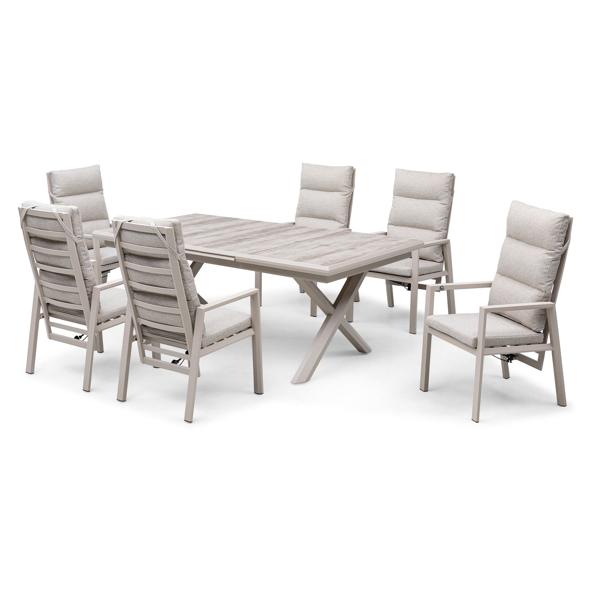 Shop Valencia garden dining set with wood effect aluminium frame
