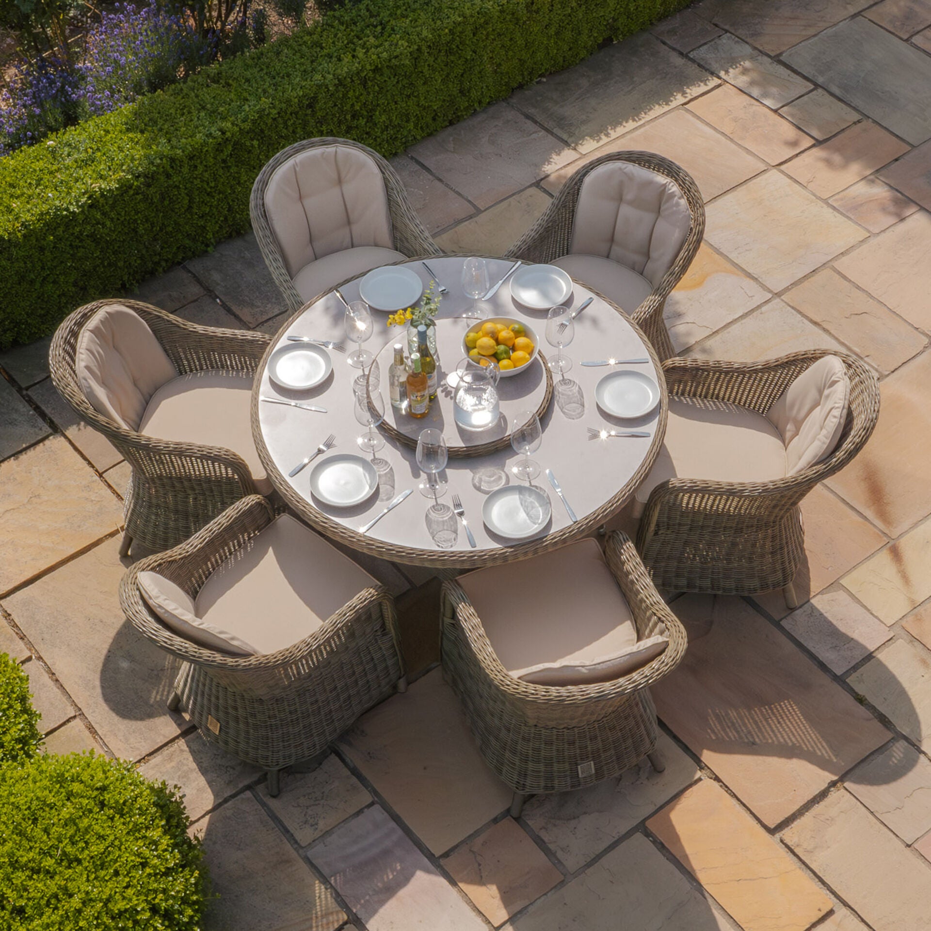 Shop Winchester dining set with woven lazy susan
