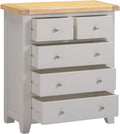 Shop Windsor 3+2 Drawer Chest Pebble Grey Oak free UK delivery Blythe Living
