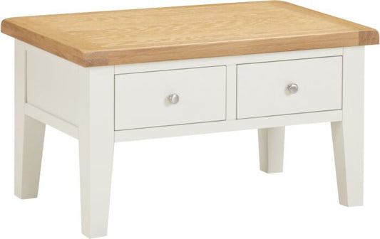 Shop Windsor ivory oak coffee table with two drawers