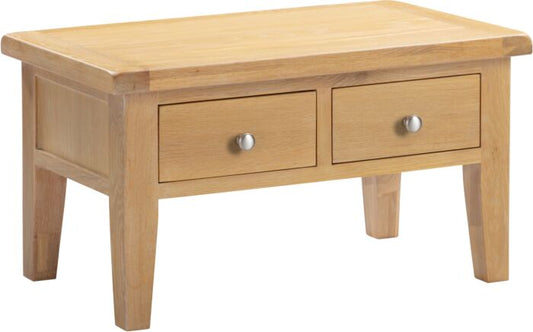 Shop Windsor natural oak coffee table with two drawers