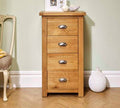 Shop Woburn 4 Drawer Narrow Chest Oak oak veneers free UK delivery

