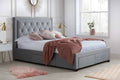 Shop Woodbury Fabric Bed Grey Velvet  Luxury Bed - Blythe Living