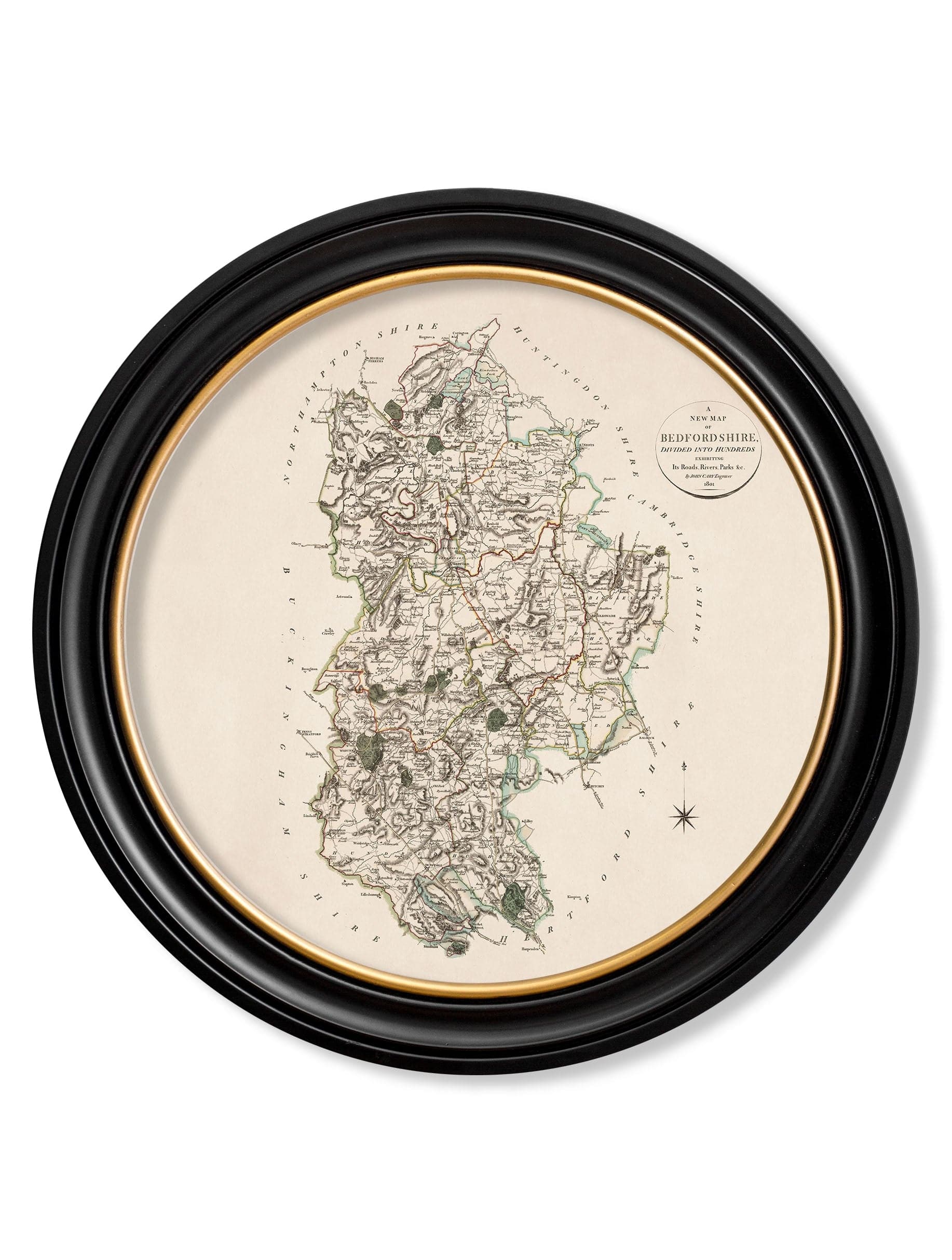 Shop antique 1806 English county map round framed wall art online UK
