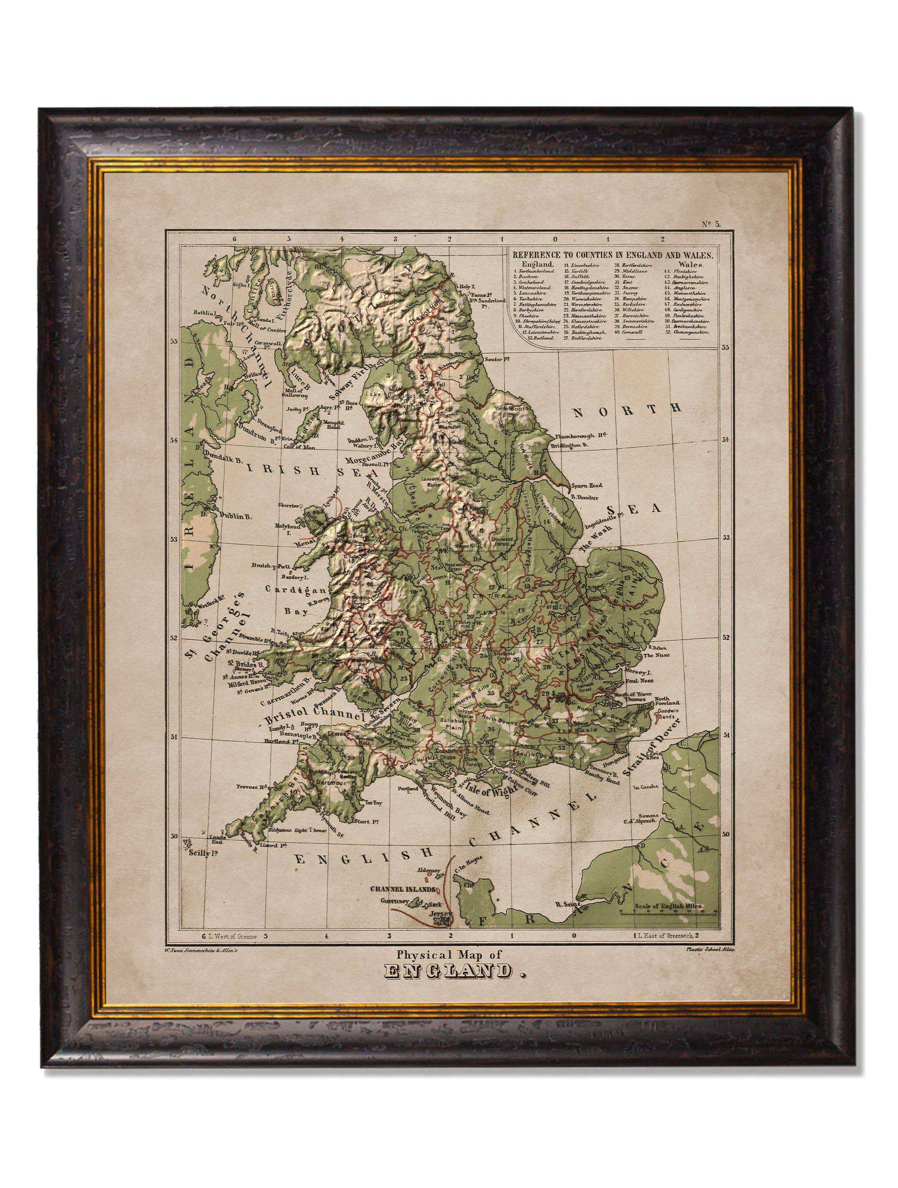 Shop antique 1880 United Kingdom Ireland map framed wall art online
