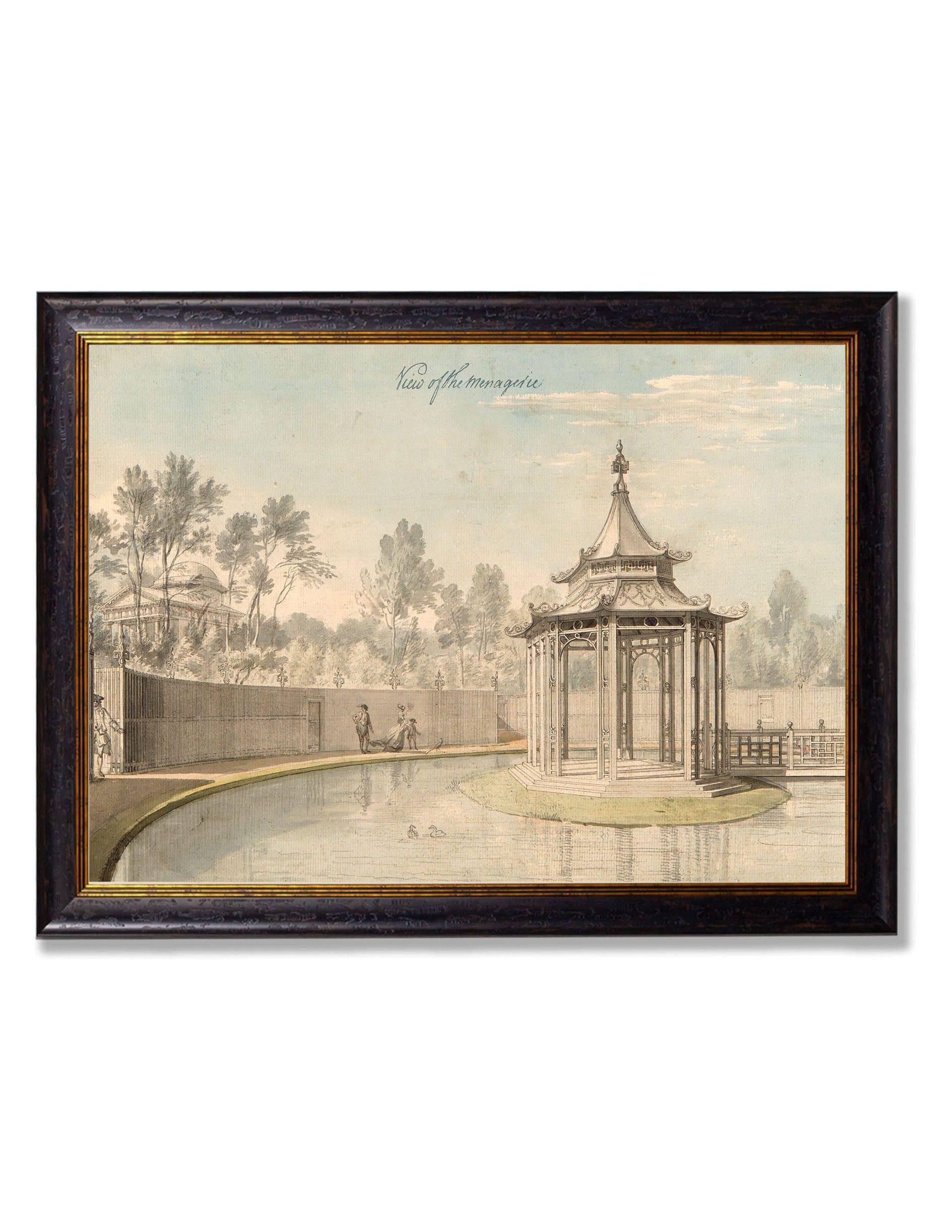Shop antique Kew Gardens landscape art in round frames online