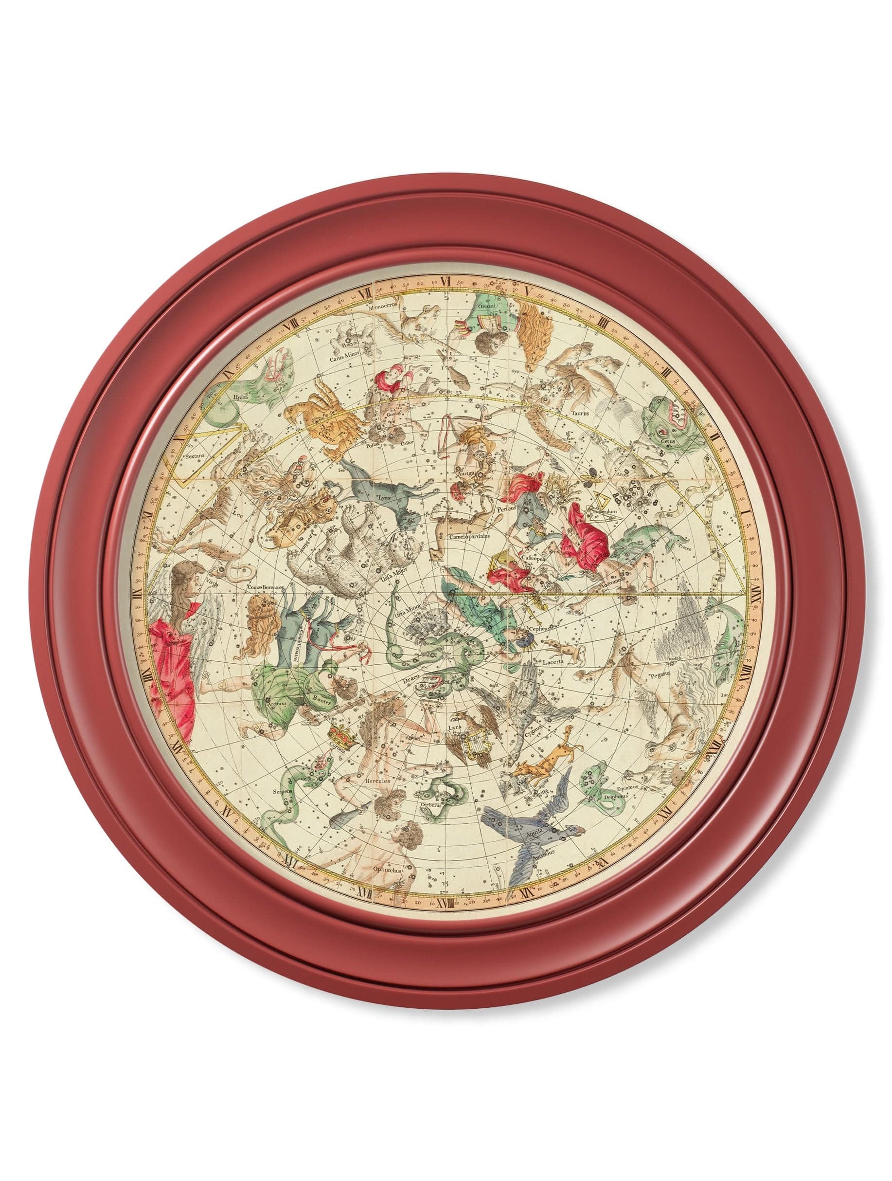 Shop archival-grade celestial map print red sustainable round frame UK
