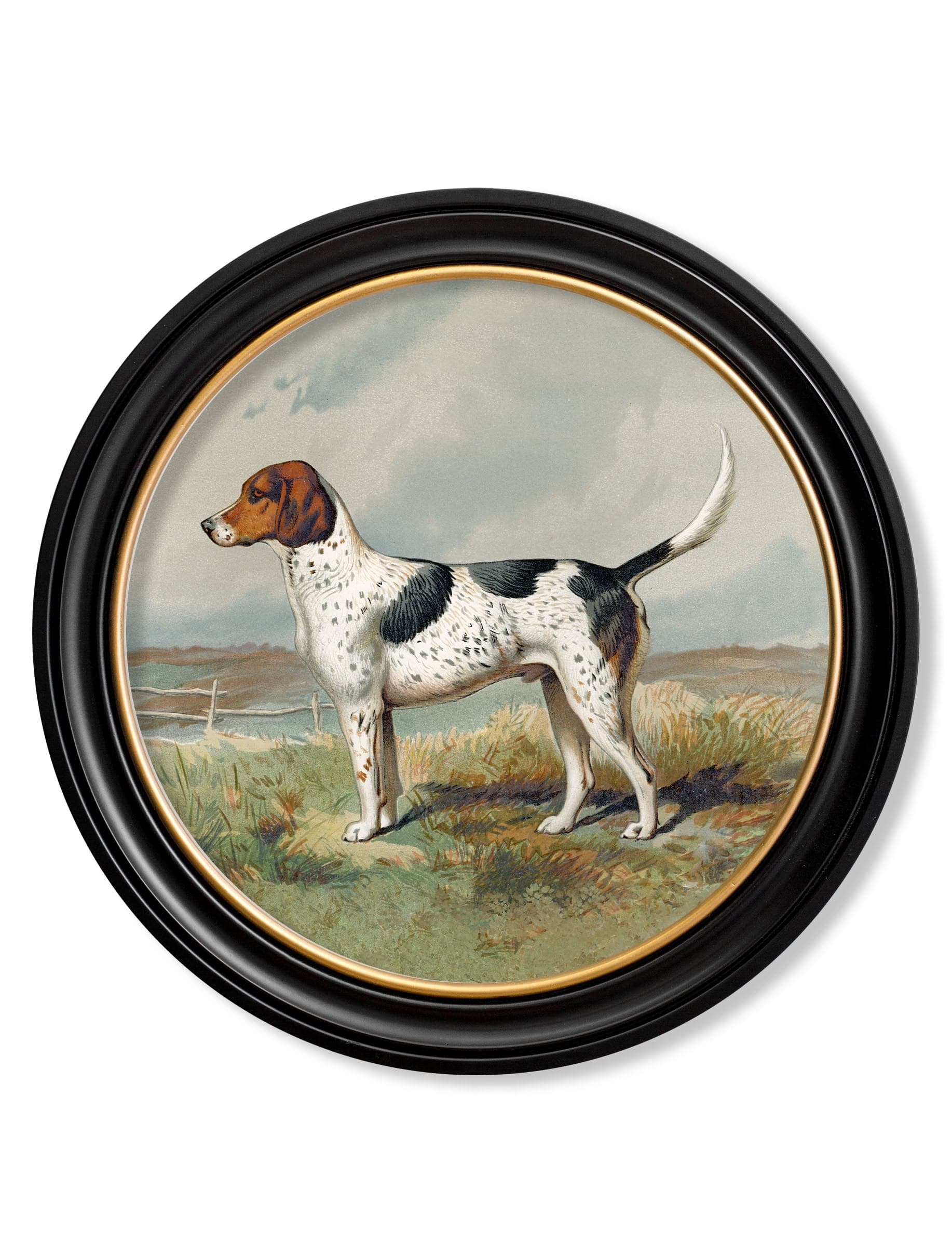 Shop c.1881 Gun Dogs modern round wood framed art print