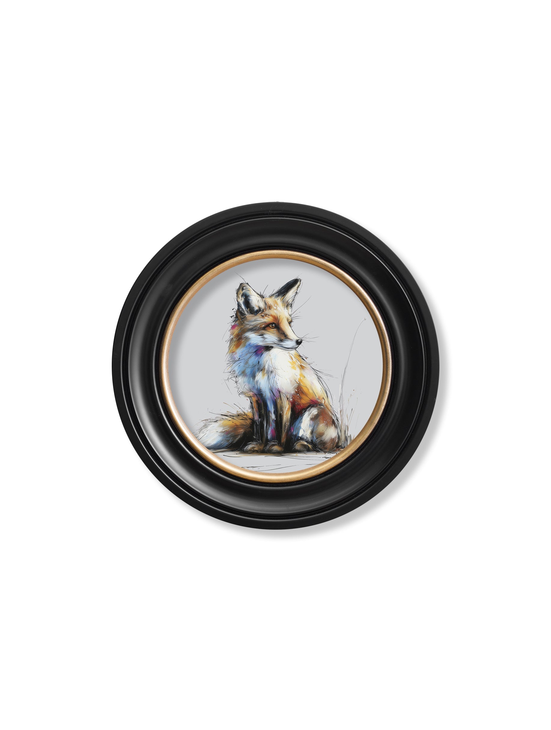 Shop charming fox pencil sketch wall art in circular frames online