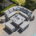 Shop grey round weave rattan garden sofa with height adjustable ice bucket table online
