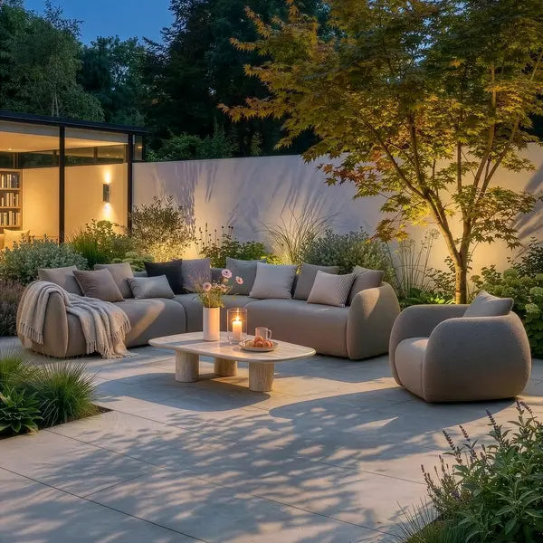 Shop high end interior style tactile fabric outdoor lounge seating group with armchair