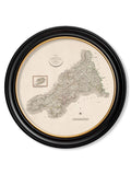 Shop historic English county map round framed art print buy online UK
