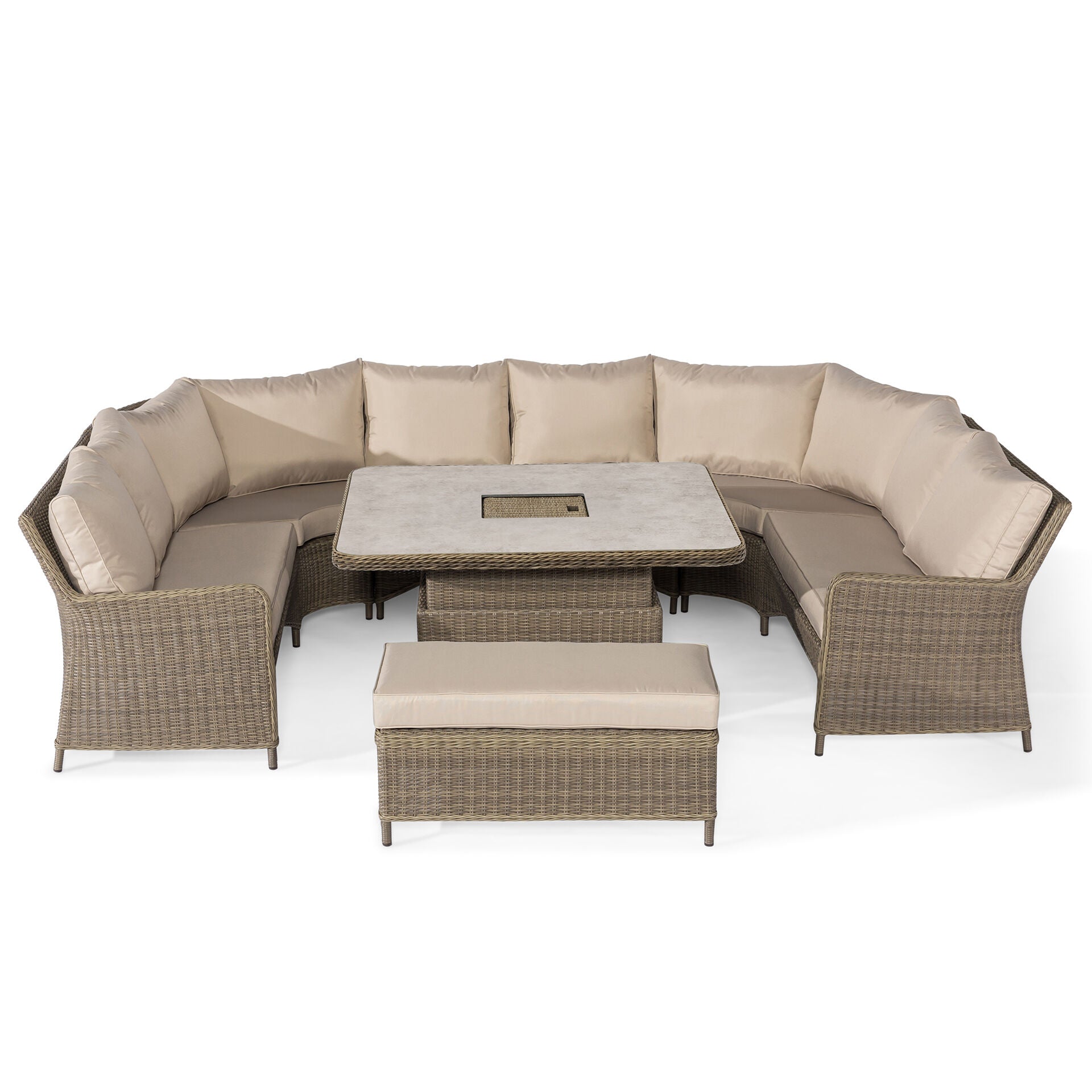 Shop large U-shaped rattan garden sofa set with ceramic rising table
