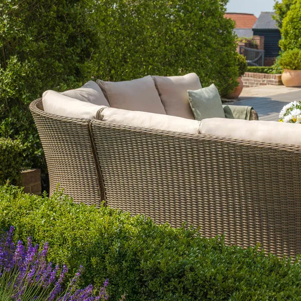 Shop large U-shaped rattan garden sofa with ceramic rising table
