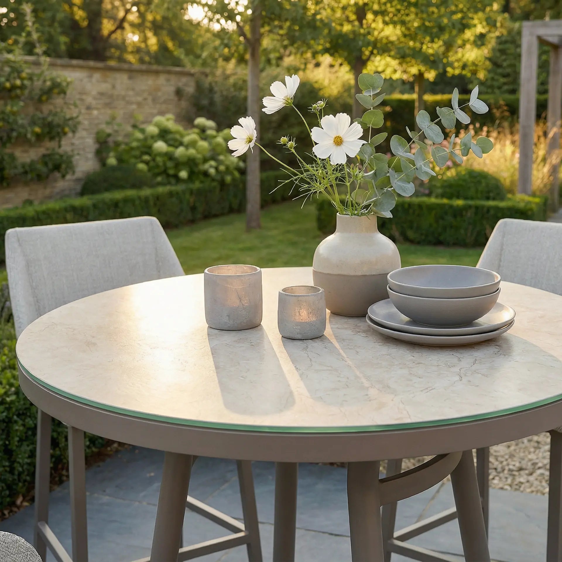 Shop luxury garden bar set with all-weather latte fabric
