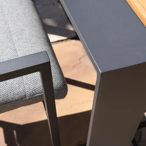 Shop modern Grade A teak extending garden table and 10 zinc grey armchairs online