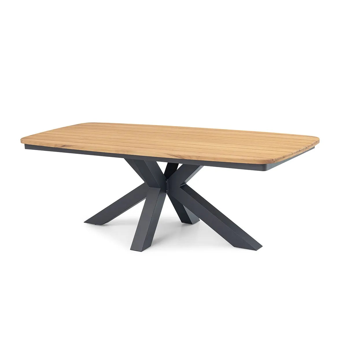 Shop modern Grade A teak oval garden table and 6 oatmeal fabric chairs online