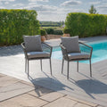 Shop modern Grade A teak round garden table and 6 ivy green rope armchairs online