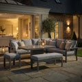 Shop modern cool linen grey aluminium corner garden sofa with height adjustable table online