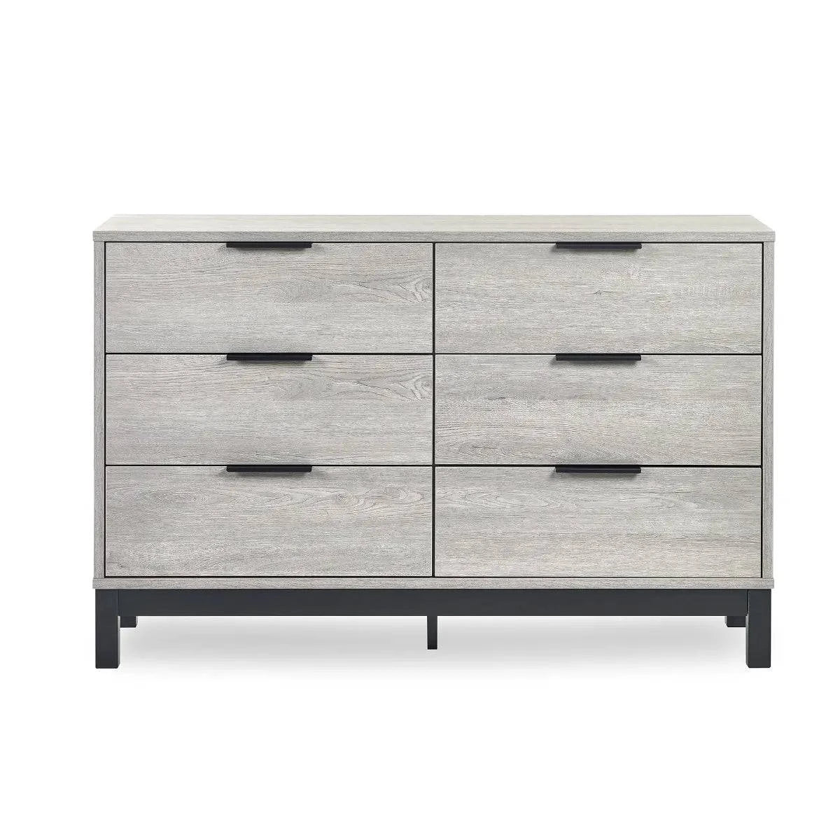 Shop modern grey oak finish wide 6 drawer double dresser online