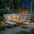 Shop modern latte beige aluminium reclining garden sofa with height adjustable table online