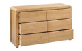 Shop modern wide 6 drawer double dresser with rounded edges online