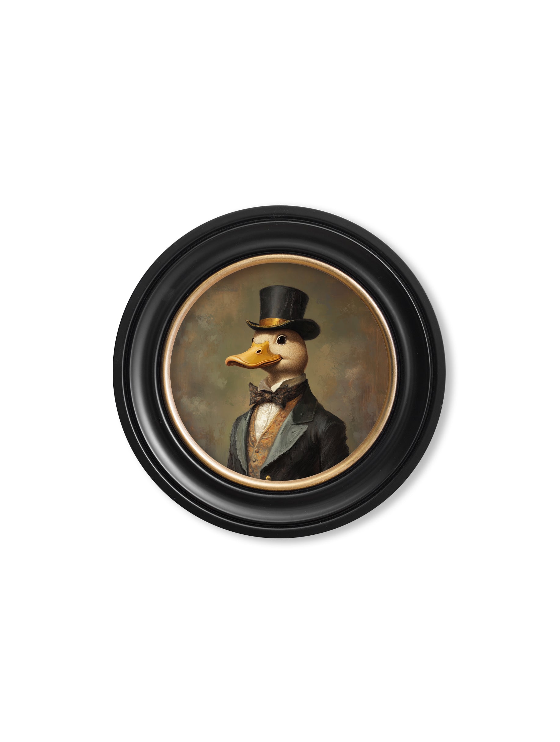 Shop quirky anthropomorphic duck portrait art in circular frames online