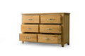 Shop wide 6 drawer natural wood double dresser online