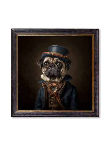 Sir Puggington - Gentleman Pug Oxford Square Frame