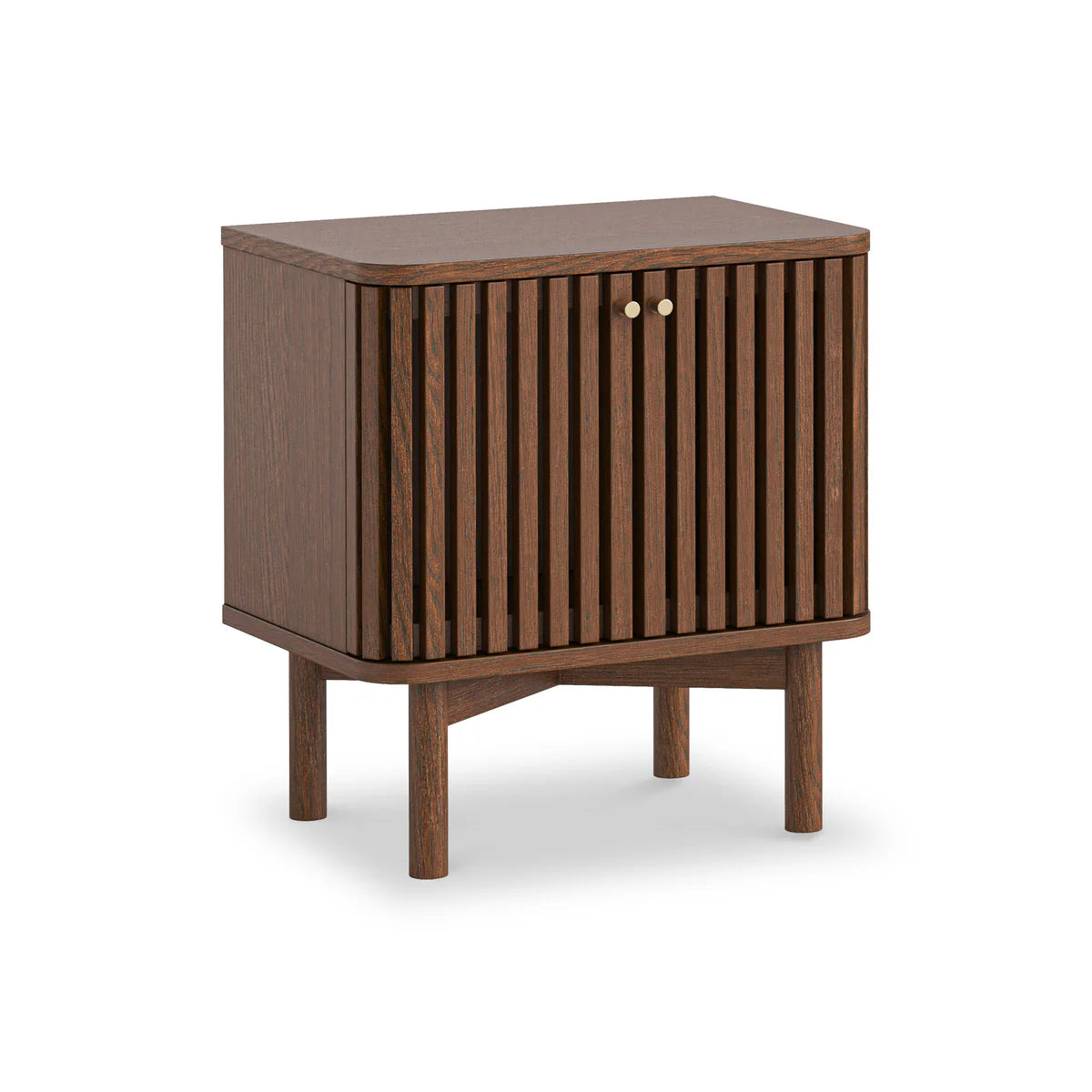 Soho Dark Oak Slatted 2 Door Bedside Table