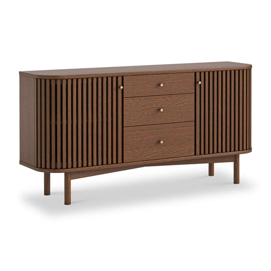 Soho Dark Oak Slatted 3 Drawer Sideboard