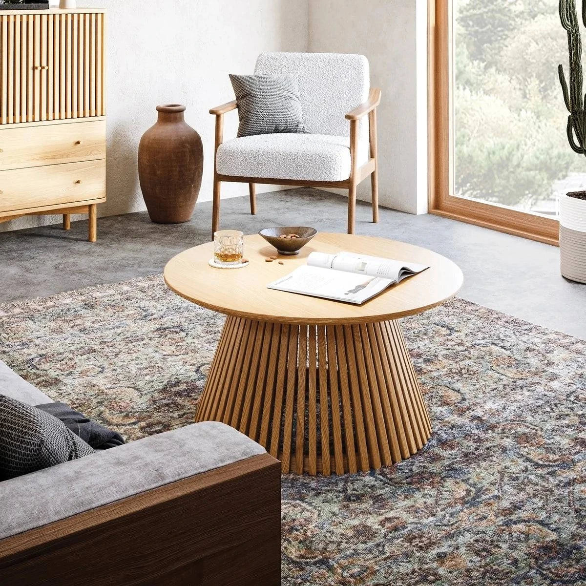  Soho Oak Slatted Round Coffee Table Online