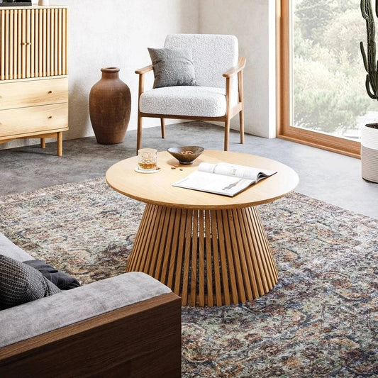  Soho Oak Slatted Round Coffee Table Online