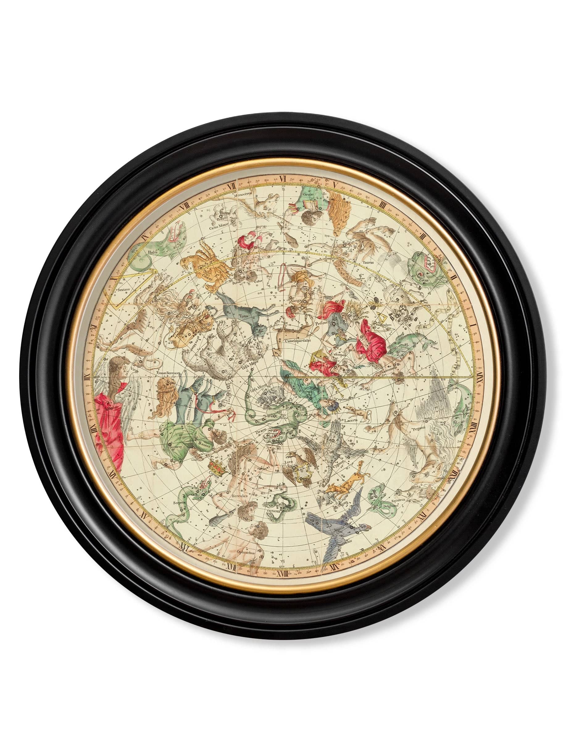 c.1820 Map of Constellations - Round Frame - Blythe Living