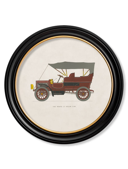 1905 WHITE 15 STEAM CAR in Round Frame - Blythe Living