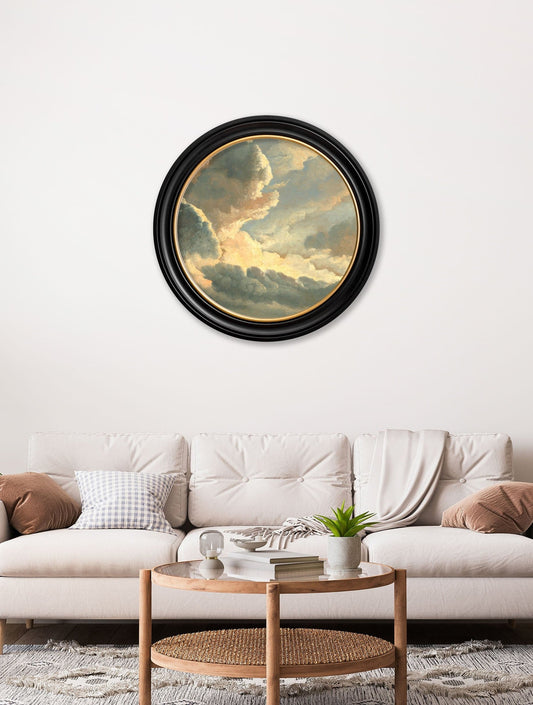 c1700's Study of Clouds by Simon Denis - Round Frame - Blythe Living