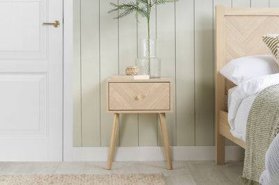 Sturdy Herringford 1 Drawer Bedside Oak - Blythe Living