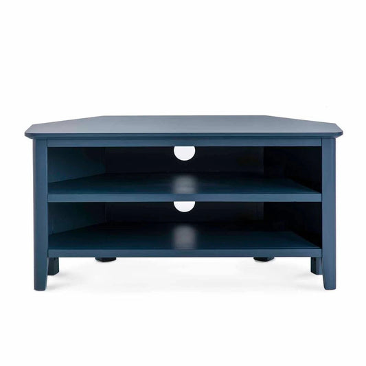 Stylish Harrogate Blue Corner TV Stand Available Online - Blythe Living