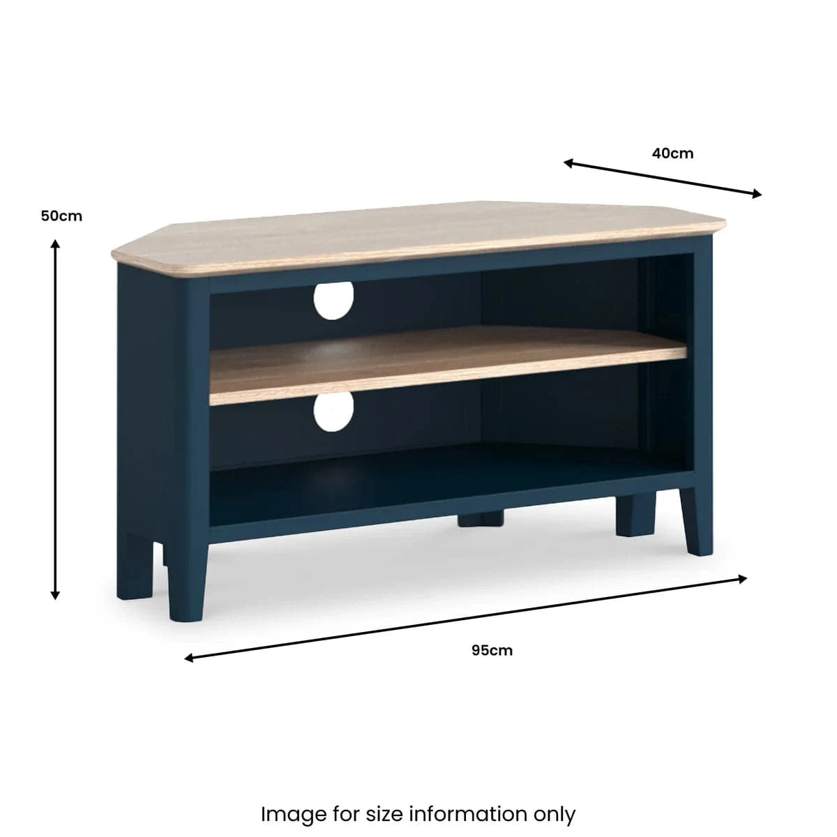 Stylish Navy Marlow Corner TV Unit Available Online - Blythe Living