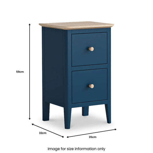 Stylish Navy Marlow Narrow Bedside Table Available Online - Blythe Living