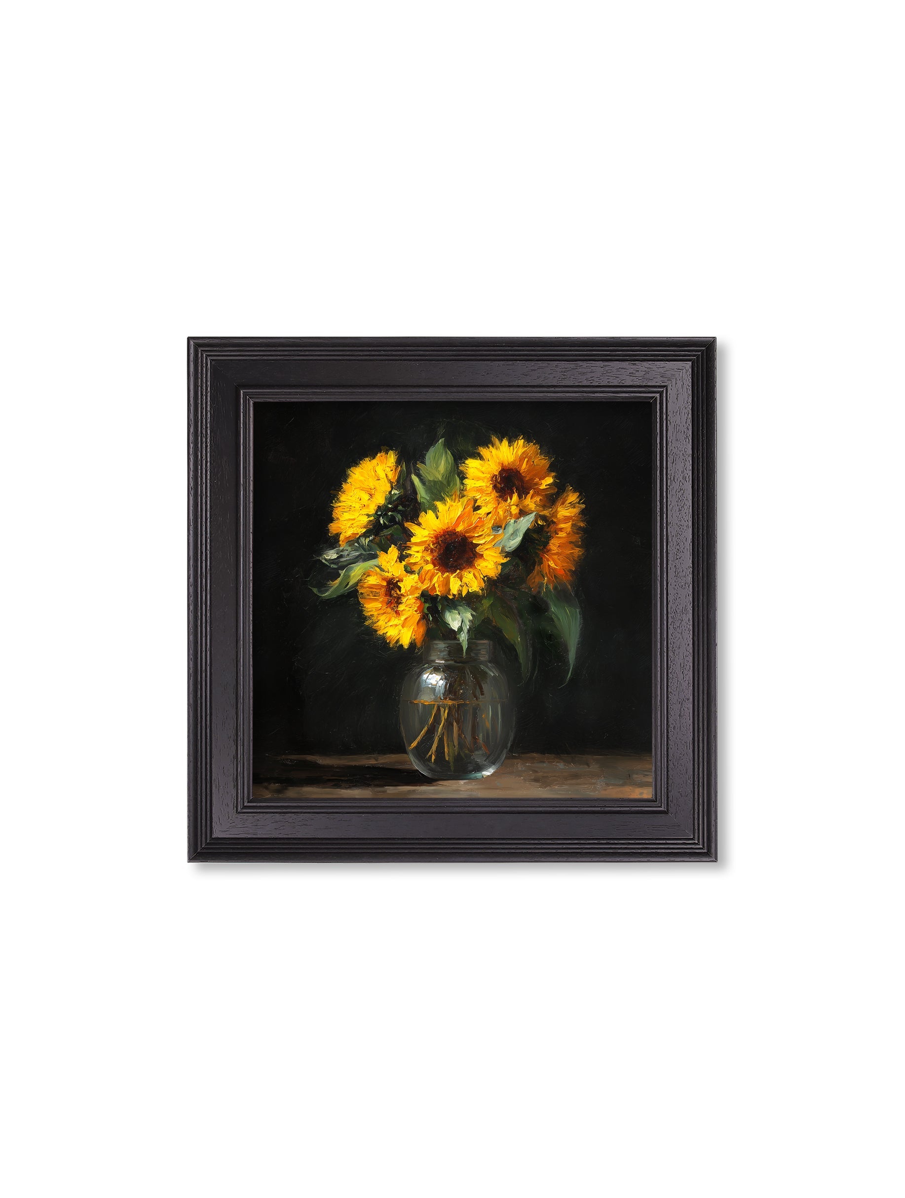 Sunflowers After Dark - Black Hurstwood Square Frame - Blythe Living