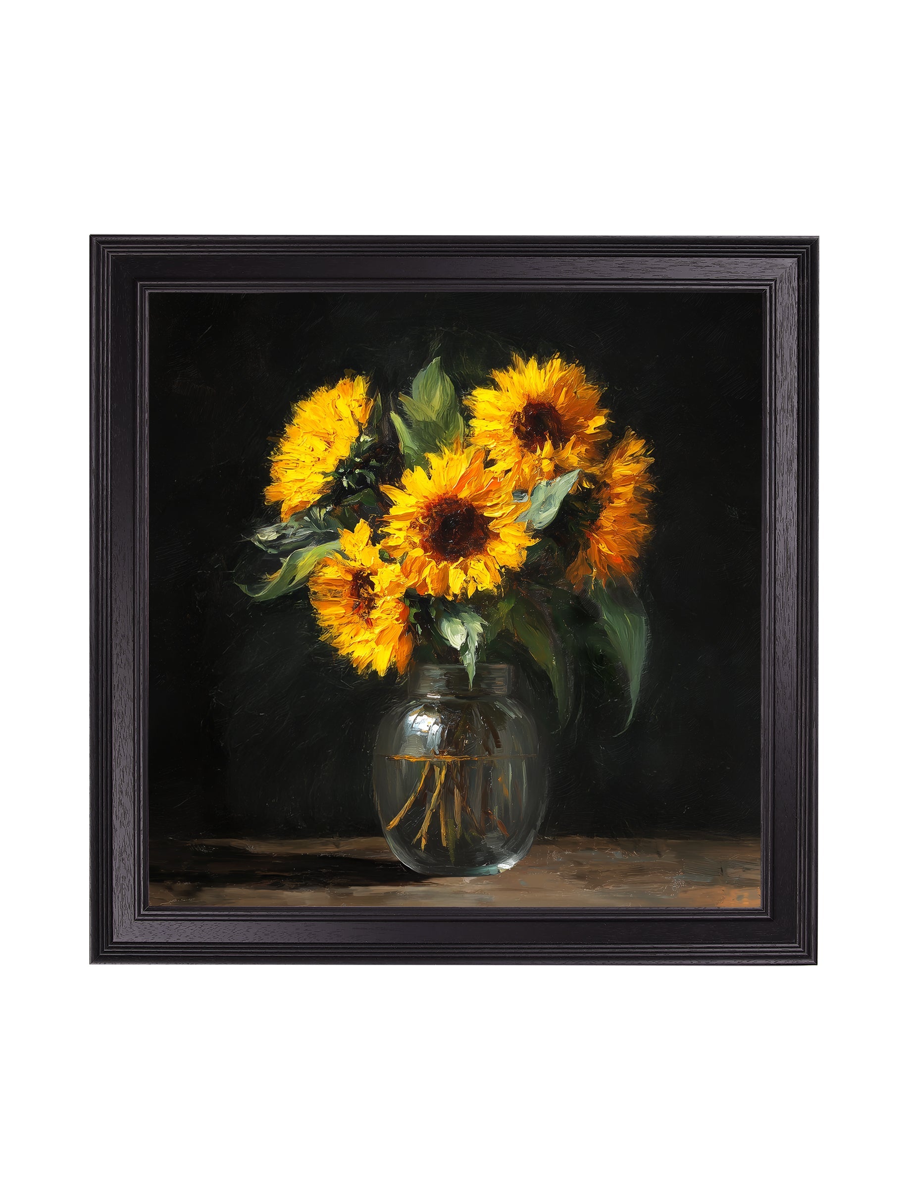 Sunflowers After Dark - Black Hurstwood Square Frame - Blythe Living