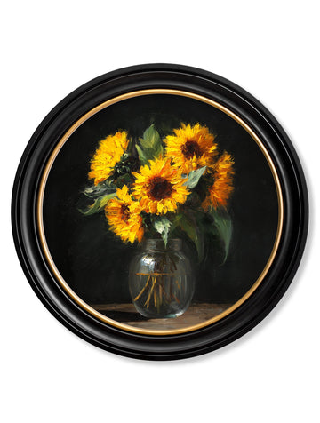 Sunflowers After Dark - Oxford Round Frame - Blythe Living