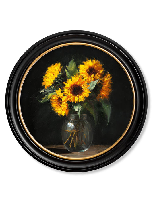 Sunflowers After Dark - Oxford Round Frame - Blythe Living