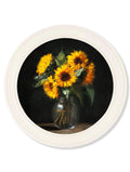 Sunflowers After Dark - Oxford Strong White Round Frame - Blythe Living
