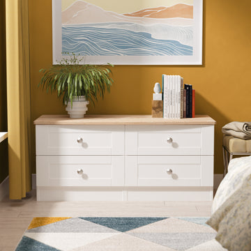 Sussex 4 Drawer Bed Box in White Ash & Bardolino Oak