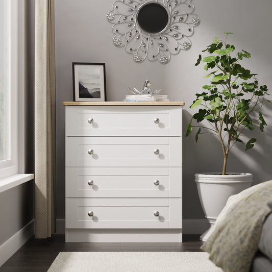 Sussex 4 Drawer Chest in White Ash & Bardolino Oak