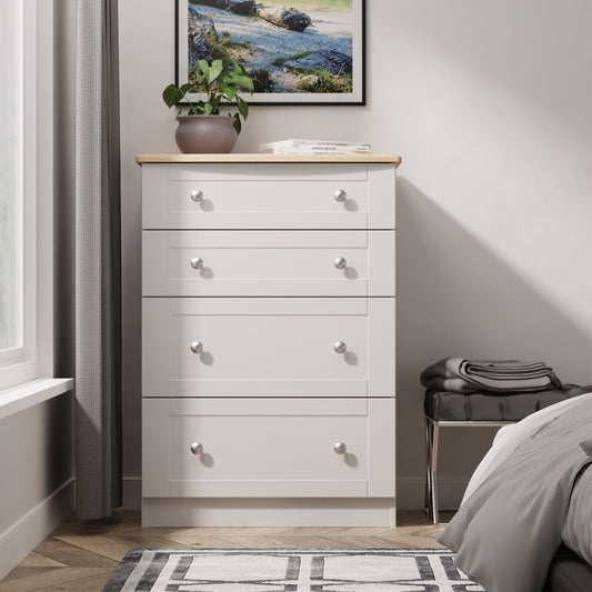 Sussex 4 Drawer Deep Chest in Grey Ash & Bardolino Oak

