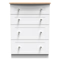 Sussex 4 Drawer Deep Chest in White Ash with Bardolino Oak Top for Sale